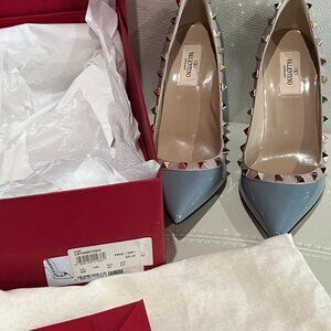 Valentino Grey Rockstud Pumps,  Size EU 37